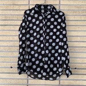 PRESS Black Blouse W/Whites Dots